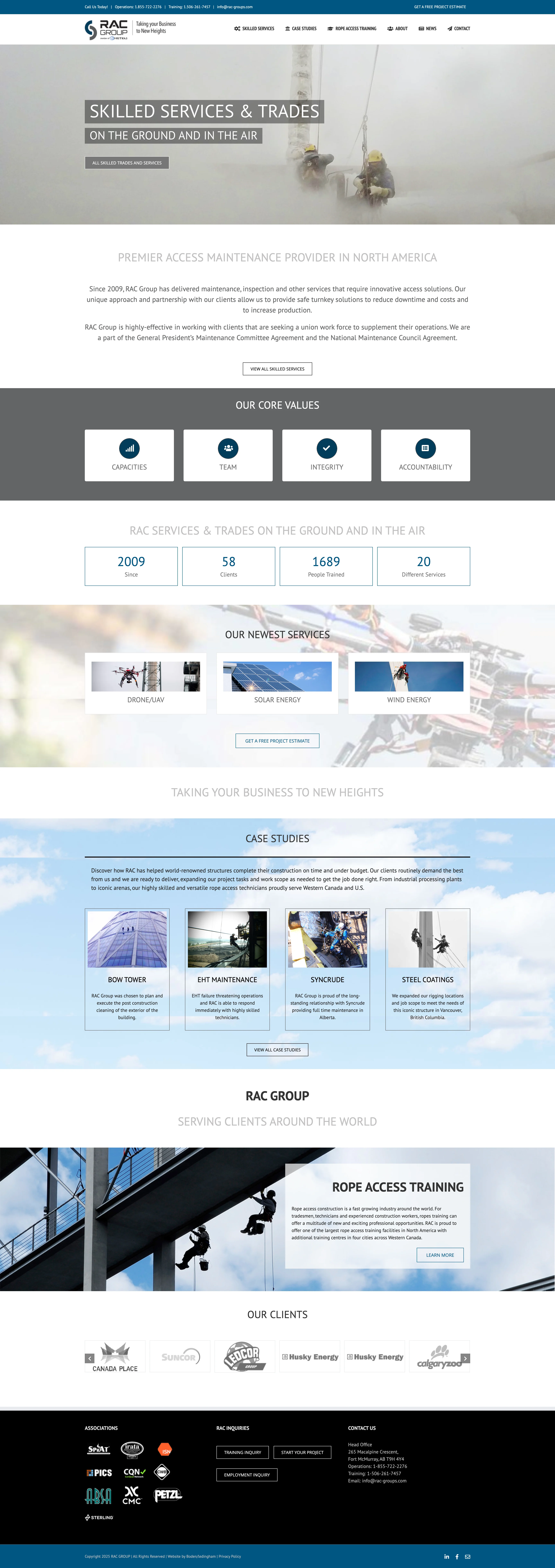 desktop and mobile example of rope access engineer site